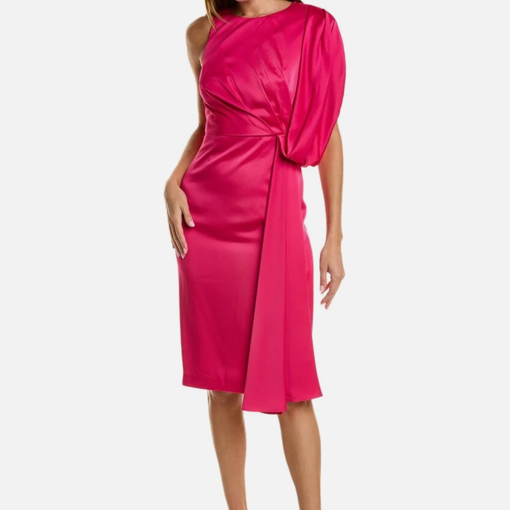 Pink Satin Midi Dress